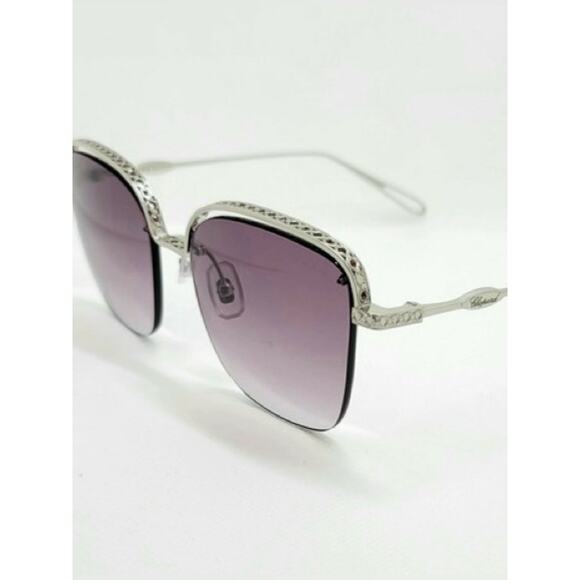 New Chopard SCHD45S 0579 Silver Frame Sunglasses with Purple Gradient Lenses
